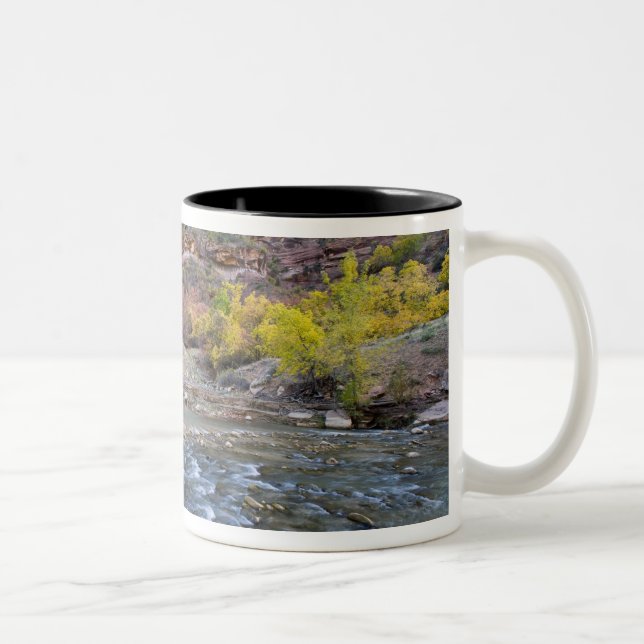 Der Fluss der Jungfrau im Herbst im Nationalpark Z Zweifarbige Tasse (Rechts)