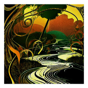 Der Fluss fließt Poster