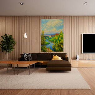 Der Fluss im Wald   AI Art Poster