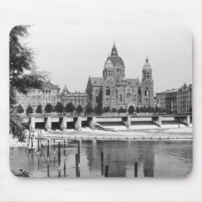 Der Fluss Isar in München, c.1910 Mousepad (Vorne)
