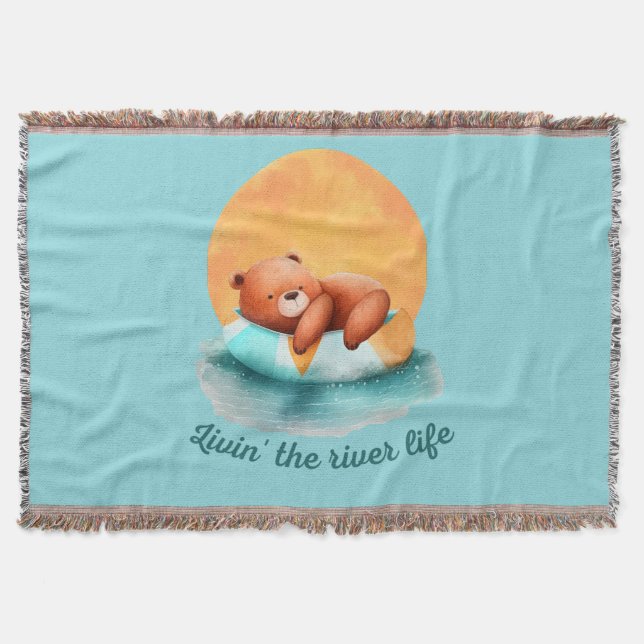 Der Fluss Life Bär | Niedliche digitale Kunst Decke (Vorderseite)