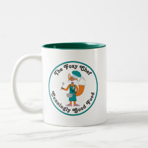 Der Foxy-Koch - Cunntly Good Food-Logo-Tasse Zweifarbige Tasse