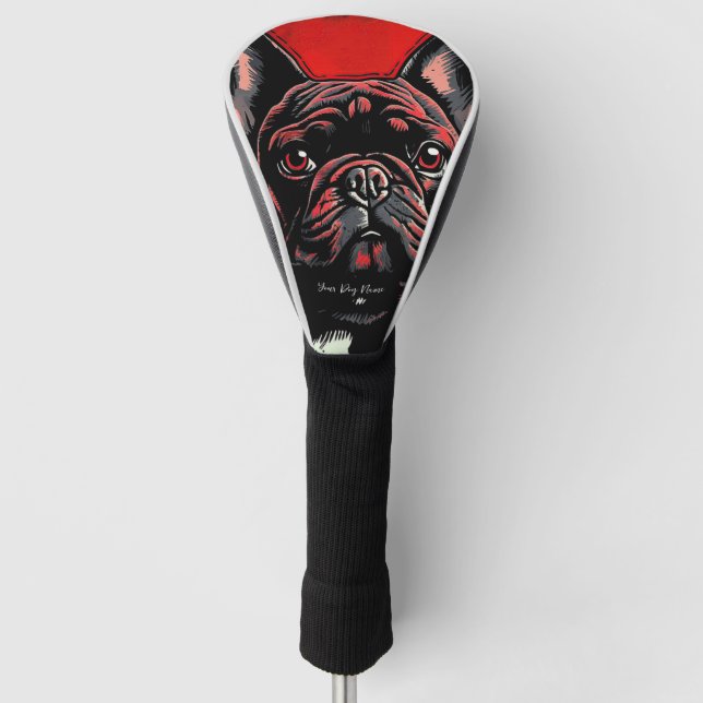 Der französische Bulldog-Hund, Red and Black 004 - Golf Headcover (Vorderseite)