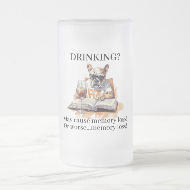 Der französische Bulldogge Lese Drink kann Gedächt Mattglas Bierglas (Mittel)