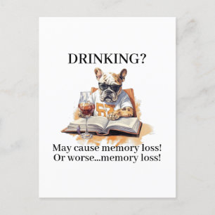 Der französische Bulldogge Lese Drink kann Gedächt Postkarte