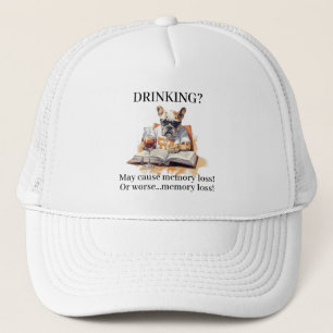 Der französische Bulldogge Lese Drink kann Gedächt Truckerkappe