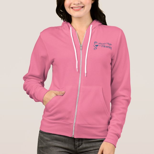 Der Frauen machen oben Hoodie Reißverschluss zu (Vorderseite)