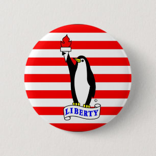 Der Freiheits-Pinguin-Flaggen-Knopf Button