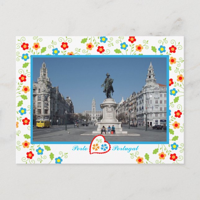 Der Freiheitsplatz und die Reitsterne-Statue von P Postkarte (Vorderseite)