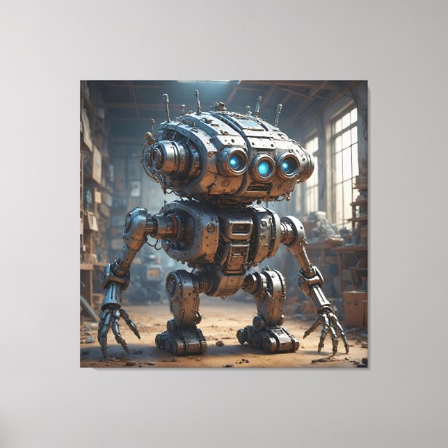 Der freundliche Roboter-Wächter Leinwanddruck (Vorderseite)