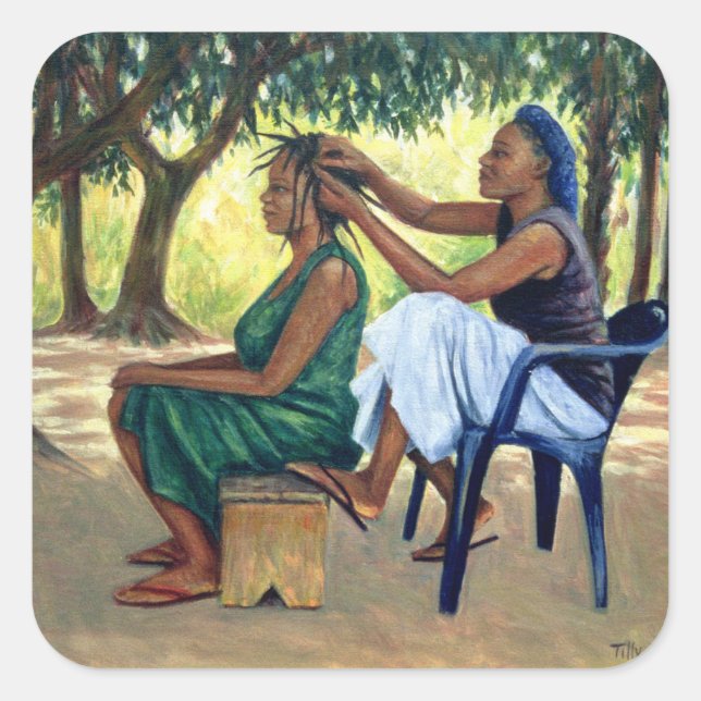 Der Friseur 2001 Quadratischer Aufkleber (Vorderseite)