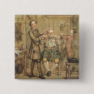 Der Friseur, c.1760-69 (Öl auf Leinwand) Button