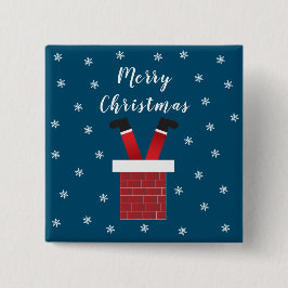 Der frohe Weihnachtsmann steckt in einem Kamin Button