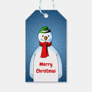 Der fröhliche Schneemann auf Weihnachts-Geschenkan Geschenkanhänger