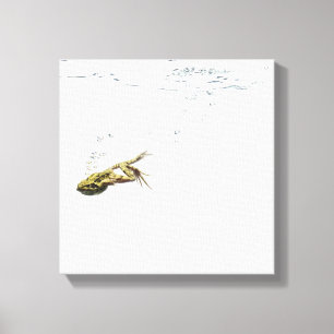 der Frosch, der in das Wasser springt und taucht Leinwanddruck