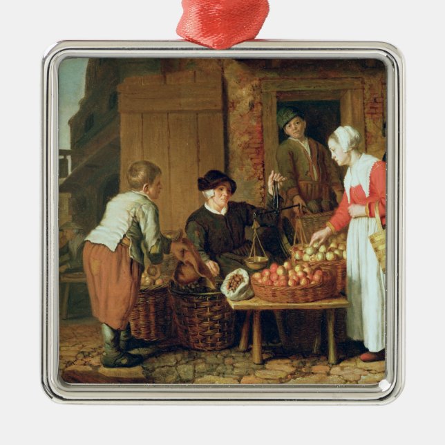 Der Frucht-Verkäufer Ornament Aus Metall (Vorne)