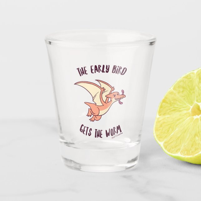 Der frühe Vogel bekommt den Wurm Schnapsglas (Vorderseite)