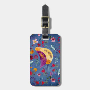 Der frühe Vogel im Blumengarten Gepäckanhänger