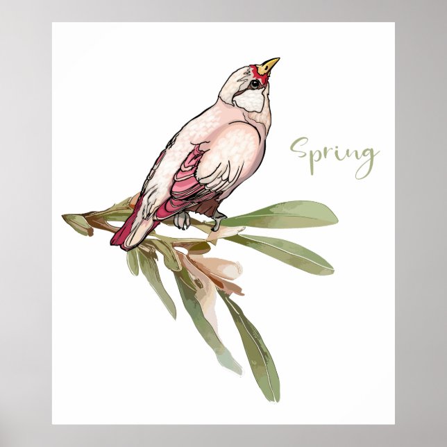 Der Frühling blüht Vögel. Schneeverfahren. Poster (Vorne)