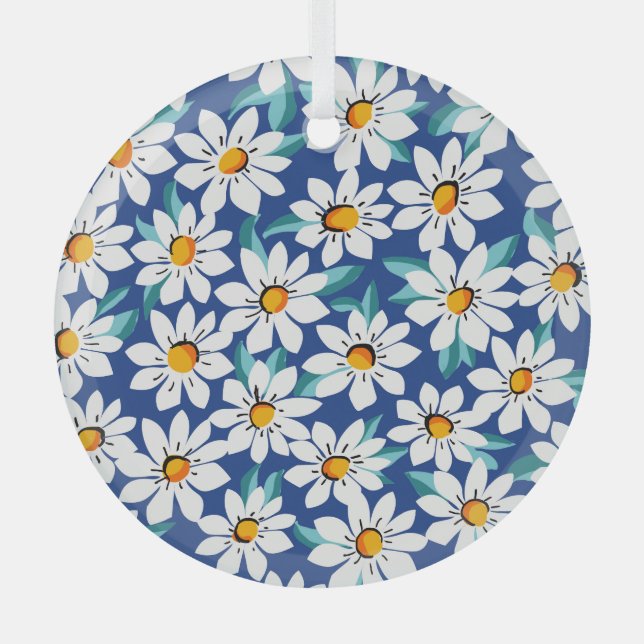 Der Frühling donnert: trendige Blumenmuster. Ornament Aus Glas (Vorderseite)