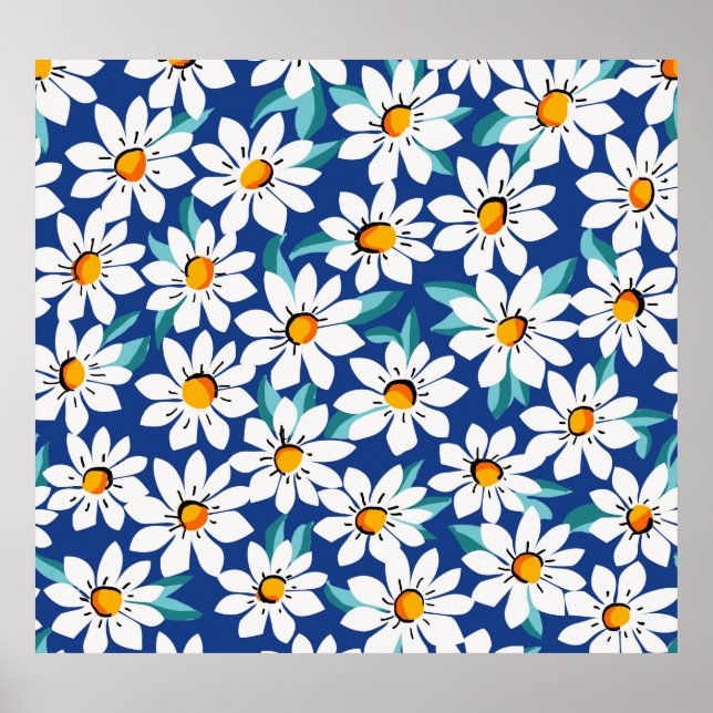Der Frühling donnert: trendige Blumenmuster. Poster (Vorne)