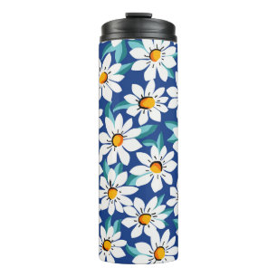 Der Frühling donnert: trendige Blumenmuster. Thermosbecher
