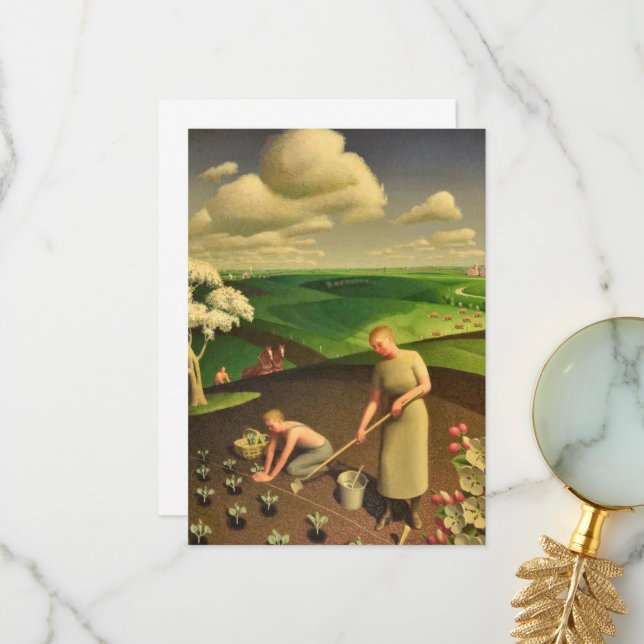 Der Frühling im Land durch Grant Wood Dankeskarte (Vorderseite/Rückseite Beispiel)