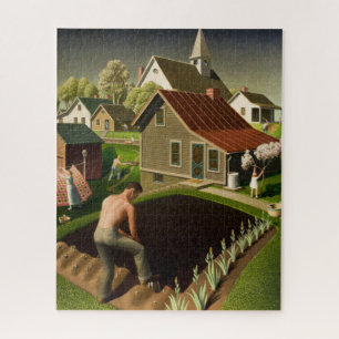 Der Frühling in der Stadt von Grant Wood