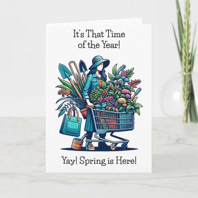 Der Frühling ist da, Zeit zum Shopping! Karte (Vorderseite)