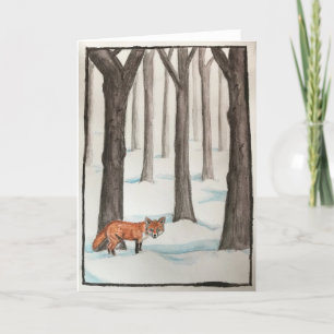 Der Fuchs in der schneegeklappten Grußkarte Karte