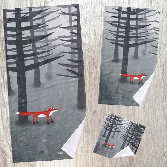 Der Fuchs und der Wald Badhandtuch Set (The fox and the forest wildlife woodland themed towel set)