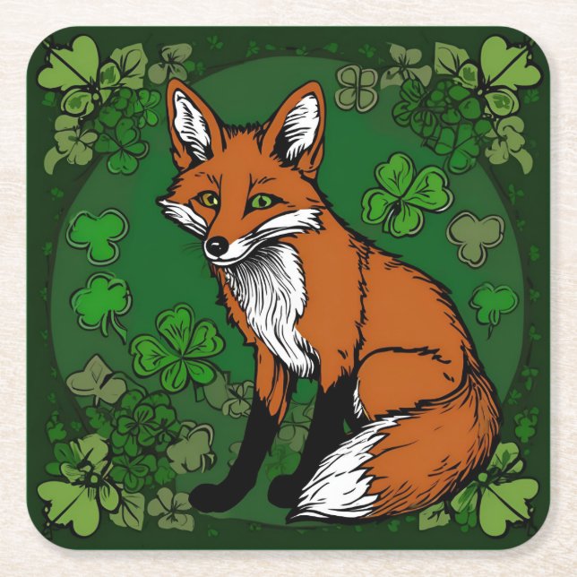 Der Fuchs und die Kleeblatts Rechteckiger Pappuntersetzer (Vorderseite)