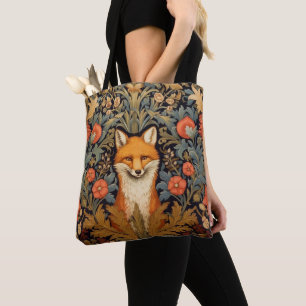 Der Fuchs und rote Blumen im Jugendstil Tasche