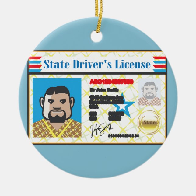 Der Führerschein-Mann-Foto Identifikations-Vektor Keramik Ornament (Vorne)