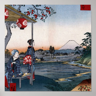 Der Fuji wurde von einem Teahouse c. Japan der 180 Poster