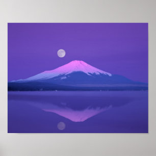 Der Fujisan unter Mond Poster