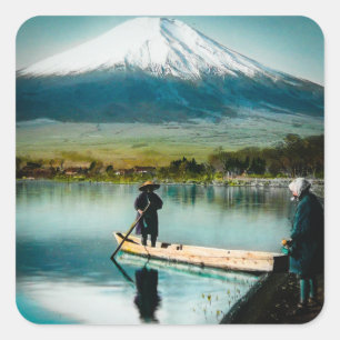 Der Fujisan von SeeYamanaka 富士 Vintag Quadratischer Aufkleber
