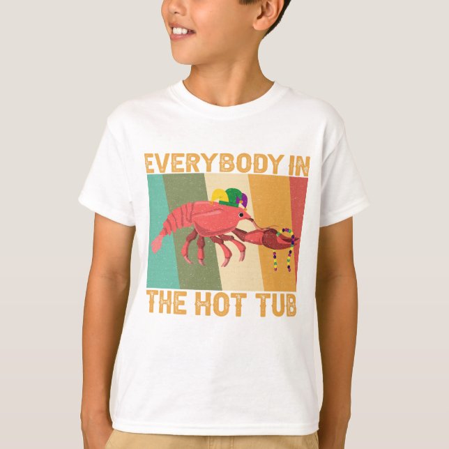 Der Funny Crawfish Mardi Gras alle in der Hot Tub T-Shirt (Vorderseite)