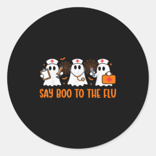 Der Funny Nurse Ghost Halloween Impfstoff sagt Boo Runder Aufkleber