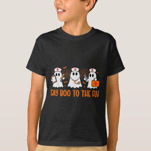 Der Funny Nurse Ghost Halloween Impfstoff sagt Boo T-Shirt