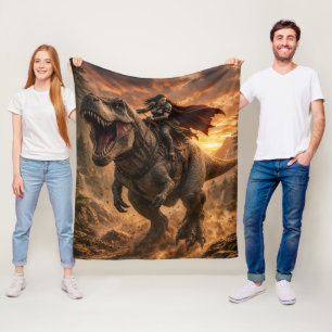 Der furchtlose Dinosaurier-Reiter Fleecedecke