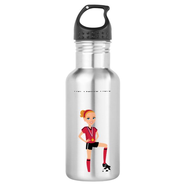 Der Fußball des Mädchens schroff Edelstahlflasche (Vorderseite)