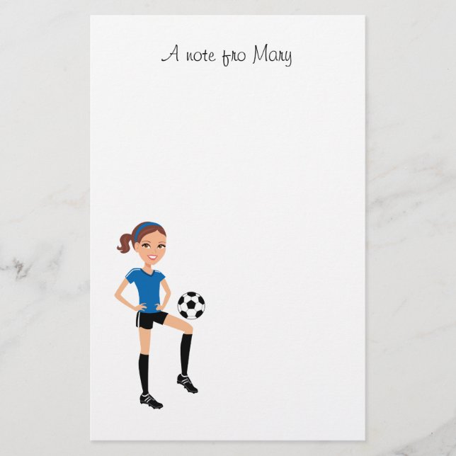Der Fußball-Spieler des Mädchens personalisiert Briefpapier (Vorderseite)