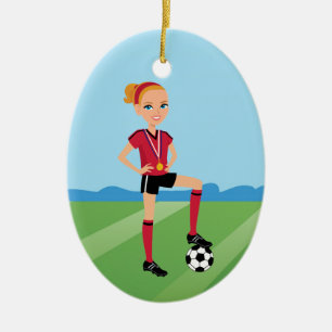 Der Fußball-Spieler des Mädchens personalisiert Keramikornament