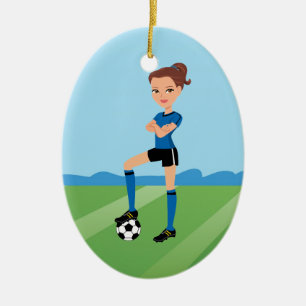 Der Fußball-Spieler-Verzierung des Mädchens Keramikornament