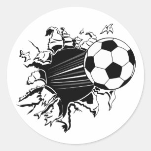 Der Fußballball bricht aus Runder Aufkleber