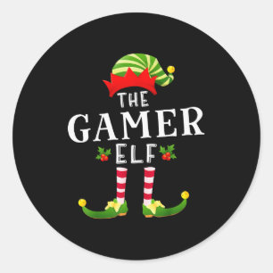 Der Gamer-Elf-Weihnachts-Pyjama Runder Aufkleber