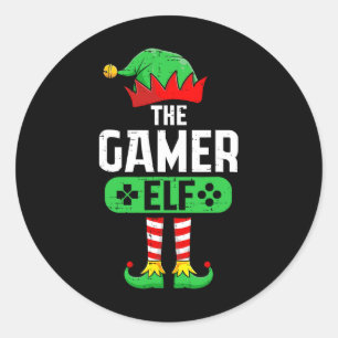 Der Gamer-Elf Xmas passende Weihnachten-Familien-S Runder Aufkleber