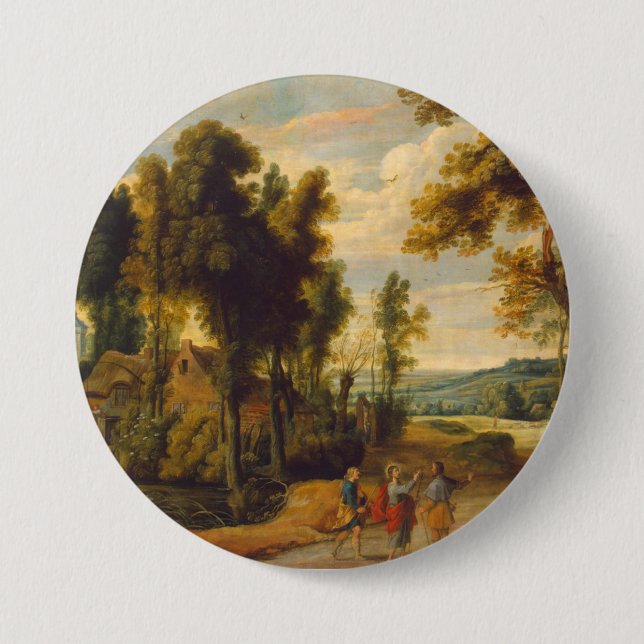 Der Gang nach Emmaus mit Christus Button (Vorderseite)