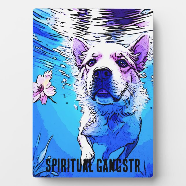 Der ganze amerikanische Schwimmhund mit Blume Fotoplatte (Vorderseite)